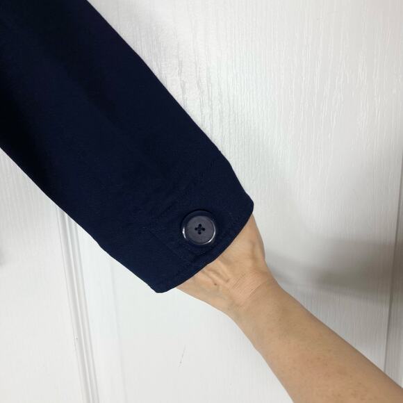 NWOT H&M Jacket 16 Navy Collar Double Breasted Buttons Cotton Elastane - Picture 10 of 16